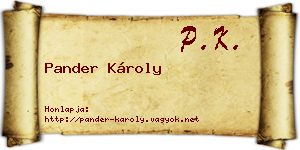 Pander Károly névjegykártya